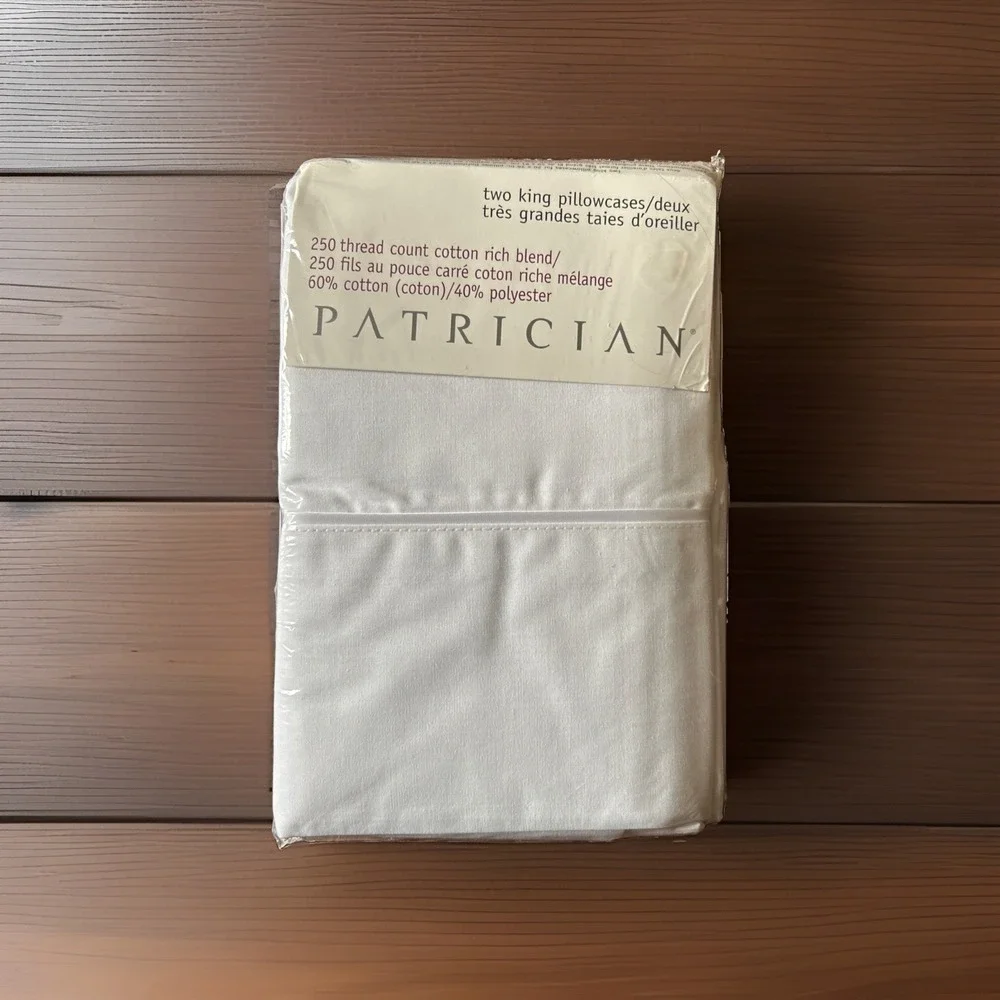 Vintage Patrician King Size Pillowcase Set 250 Count Cotton Blend New
